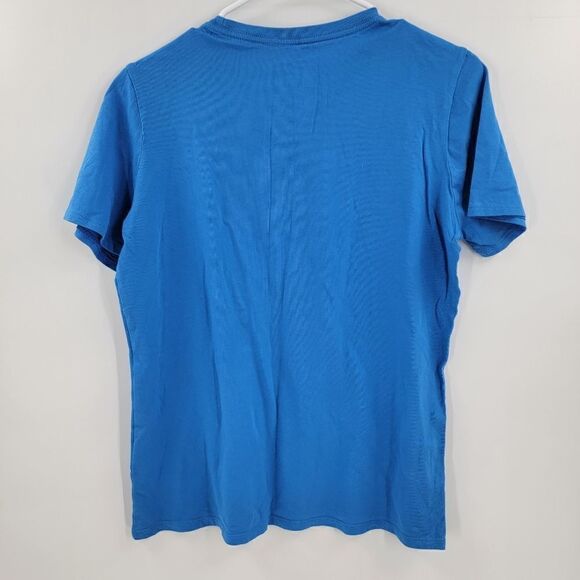 Nike tee just do it blue yellow swoosh large athletic cut womens - Picture 2 of 3